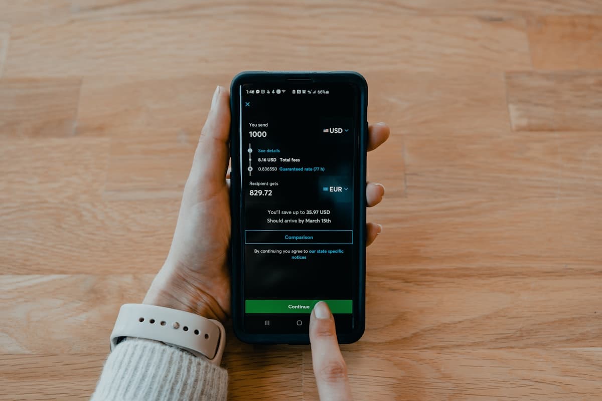 A mobile banking app open on a smartphone